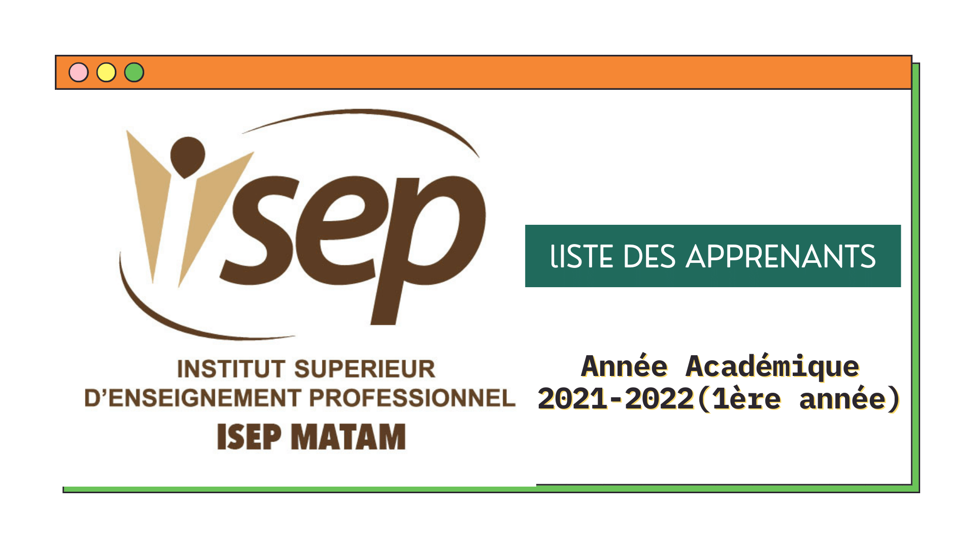 ISEP MATAM Institut Sup rieur D Enseignement Professionnel De Matam